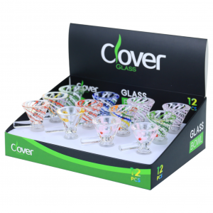 Clover Glass 14mm Spiral Art Handle Bowl - Assorted Colors - 12ct Display [WPH-259-D12]